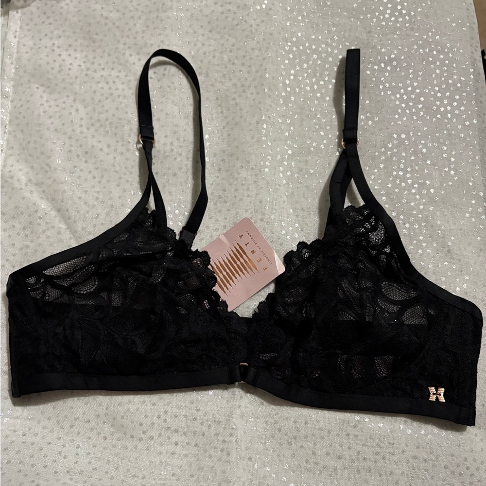 Savage X Fenty Black Floral Lace Bralette